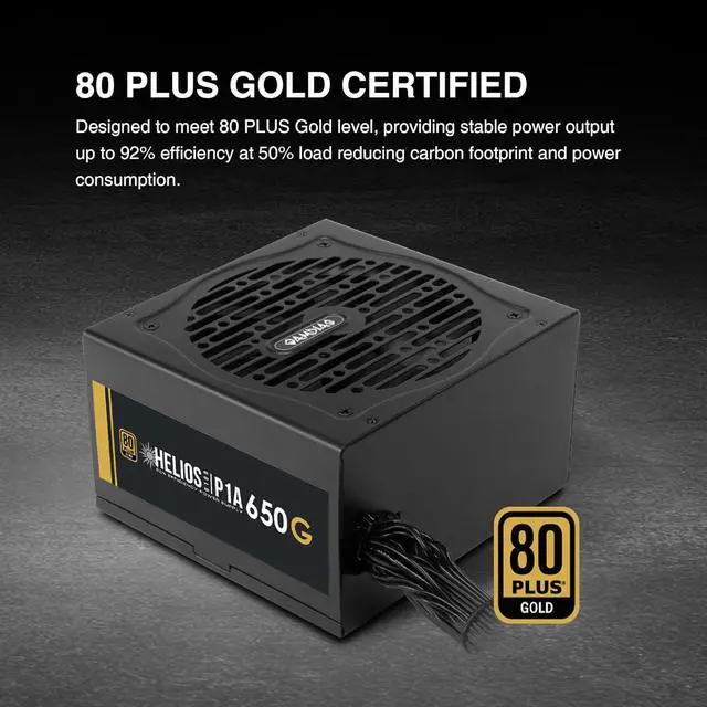 Alt view image 3 of 7 - GAMDIAS Helios P1A-650G, 650W Gold Gaming PC PSU, 80 Plus ATX Gold 12V Power Supply for PC Computers with Active PFC
