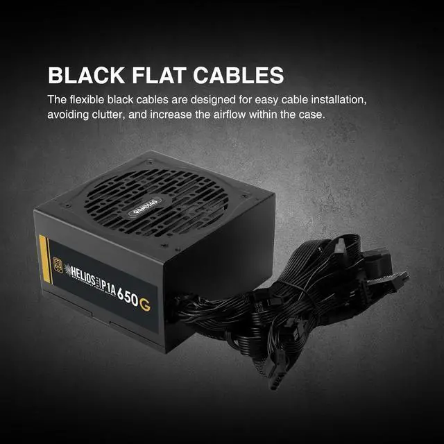 Alt view image 6 of 7 - GAMDIAS Helios P1A-650G, 650W Gold Gaming PC PSU, 80 Plus ATX Gold 12V Power Supply for PC Computers with Active PFC