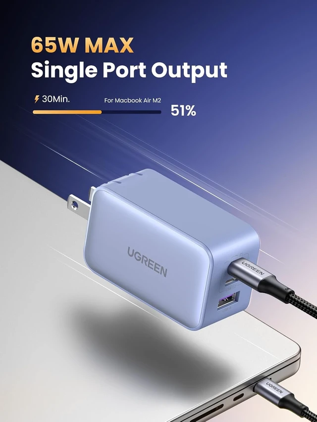 Alt view image 2 of 7 - Nexode 65W USB C Charger Block 3-Port Wall Charger Fast Charging