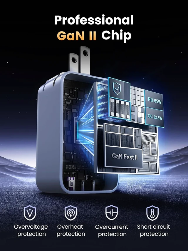Alt view image 6 of 7 - Nexode 65W USB C Charger Block 3-Port Wall Charger Fast Charging
