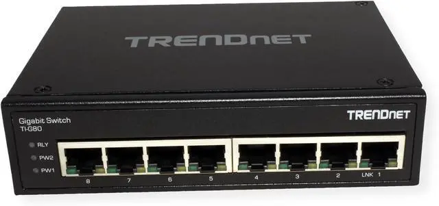 Alt view image 6 of 7 - TRENDnet 8-Port Hardened Industrial Gigabit DIN-Rail Switch, 16 Gbps Switching Capacity, IP30 Rated Metal Housing (-40 to 167 ºF), DIN-Rail & Wall Mounts Included, Lifetime Protection, Black, TI-G80
