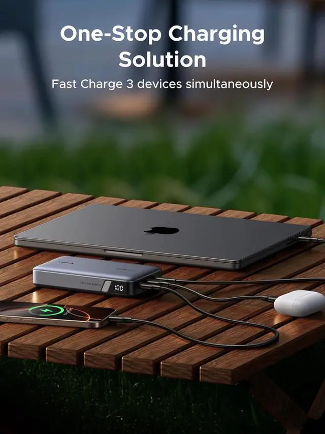 Alt view image 3 of 7 - 20000mAh 100W Power Bank Nexode Portable Charger USB C 3-Port PD Fast Charging Battery Pack Digital Display for MacBook iPad iPhone 16 Galaxy S24 Ultra Steam Deck  XPS and More