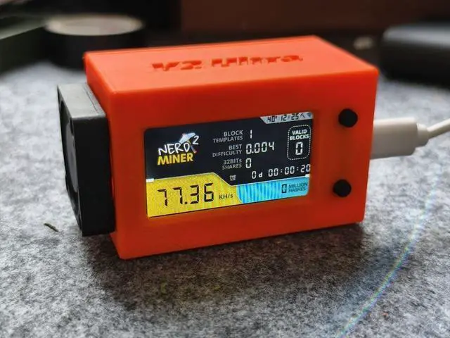 Alt view image 4 of 7 - NerdMiner V2 Ultra 78KH/S T Display S3 Bitcoin Solo Lottery with Low Power Consumption WiFi Connection, and USB-C Power Crypto Nerdminer with Fan Lucky Miner Win 6.25 BTC (Orange)