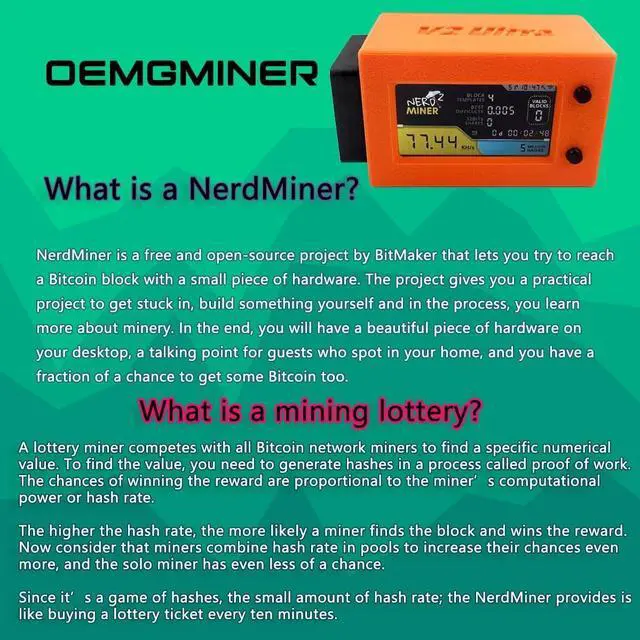 Alt view image 6 of 7 - NerdMiner V2 Ultra 78KH/S T Display S3 Bitcoin Solo Lottery with Low Power Consumption WiFi Connection, and USB-C Power Crypto Nerdminer with Fan Lucky Miner Win 6.25 BTC (Orange)