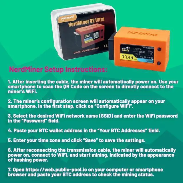 Alt view image 7 of 7 - NerdMiner V2 Ultra 78KH/S T Display S3 Bitcoin Solo Lottery with Low Power Consumption WiFi Connection, and USB-C Power Crypto Nerdminer with Fan Lucky Miner Win 6.25 BTC (Orange)