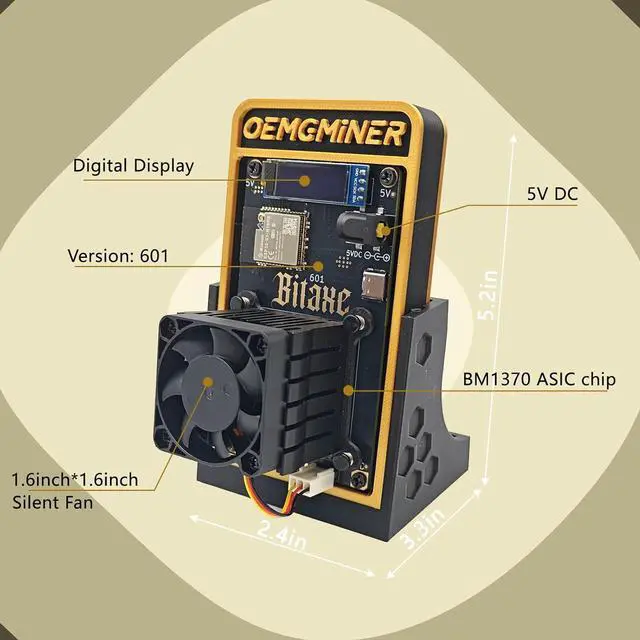 Alt view image 5 of 7 - Bitaxe Gamma 601 BTC Miner 1.2TH/s, BM1370 ASIC Chip, 2.4G WiFi, 18W/TH, Crypto Lottery Mining Machine with New Base Design for Enhanced Stability, Micro Silent for Home Use - Compatible with S21 Pro