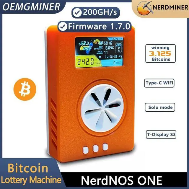 Alt view image 5 of 7 - NerdMiner Nerdnos One - 200GH/s 8W Bitcoin Asic Miner Win 3.125 BTC Solo Lottery Miner with Low Power Consumption WiFi Connection with USB-C Cable
