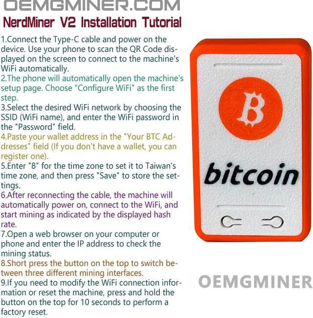 Alt view image 4 of 5 - NerdMiner V2 Mini 1000KH/S 0.5W Bitcoin Solo Miner Win 3.125 BTC Lottery Lucky Miner Low Power Consumption Asic Miner by OEMGMINER