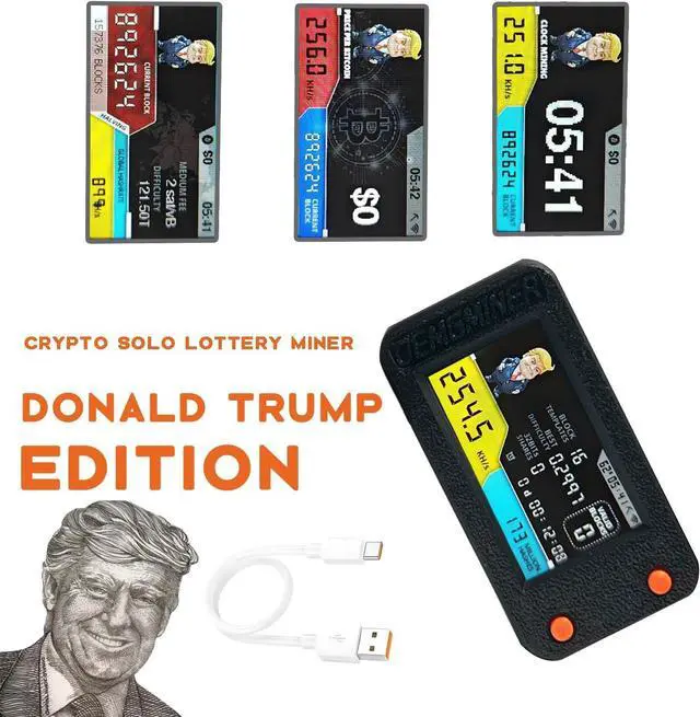Alt view image 2 of 7 - NerdMiner V2 Pro 250KH/s T-Display S3 Bitcoin Solo Lottery Miner  Low Power Consumption, WiFi, USB-C  Trump Edition, 3.125 BTC Winning Potential  Ideal for Home Mining (Black)