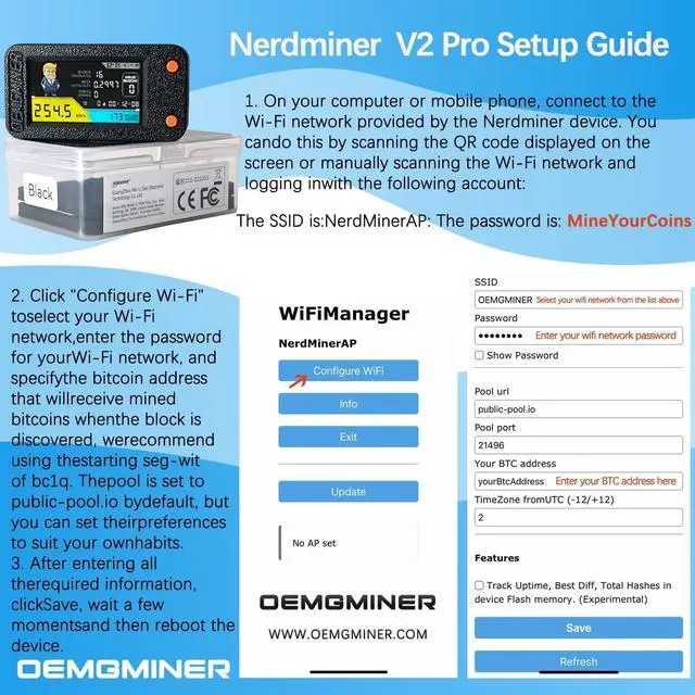 Alt view image 6 of 7 - NerdMiner V2 Pro 250KH/s T-Display S3 Bitcoin Solo Lottery Miner  Low Power Consumption, WiFi, USB-C  Trump Edition, 3.125 BTC Winning Potential  Ideal for Home Mining (Black)