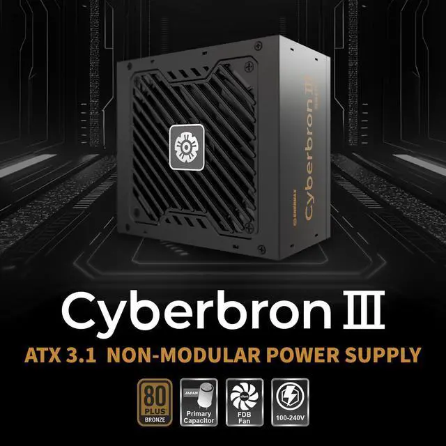 Alt view image 3 of 7 - ENERMAX CYBER SOURCE III 750 Watt | Non-Modular ATX 3.1 Power Supply | PCIe 5.1|80 Plus Bronze | Low Noise 120mm FDB Fan | DC to DC with Jap. Capacitors|EMB750EWT-NAC