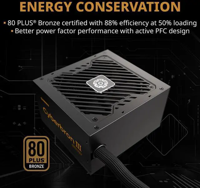 Alt view image 4 of 7 - ENERMAX CYBER SOURCE III 750 Watt | Non-Modular ATX 3.1 Power Supply | PCIe 5.1|80 Plus Bronze | Low Noise 120mm FDB Fan | DC to DC with Jap. Capacitors|EMB750EWT-NAC