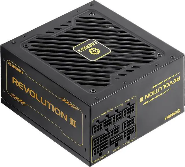 Main image of ENERMAX Revolution III 650 - Fully Modular PC Power Supply - 650 Watts - 80 Plus Gold - 450W 12V-2x6 Connector - 100% Japanese Capacitors - Sleeved Cables - 10 Year Warranty