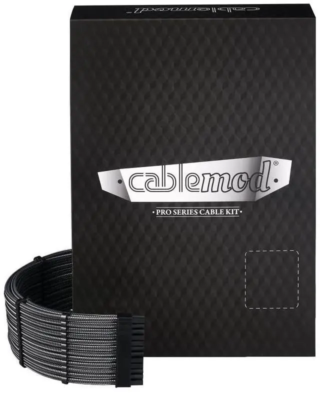 Main image of CableMod C-Series Pro ModMesh Sleeved 12V-2x6 12VHPWR Dual StealthSense Cable Kit for Corsair Type 4 RM Black Label/RMi/RMX (Carbon)