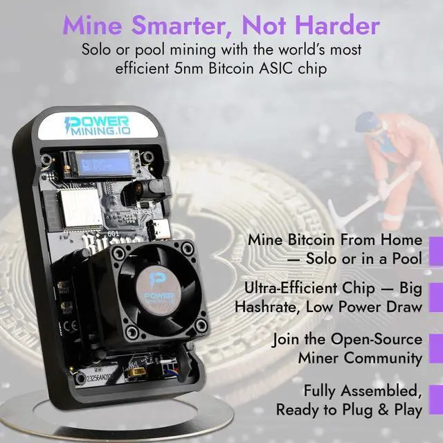 Alt view image 4 of 7 - POWER MINING Bitaxe Gamma 601 ASIC Bitcoin Miner | 1.1 TH/s @ 18W | BM1370 Chip (Antminer S21 Pro) | Wi-Fi | USB-C | AxeOS | Open Source | Made in Europe | Incl. Power Supply & Stand