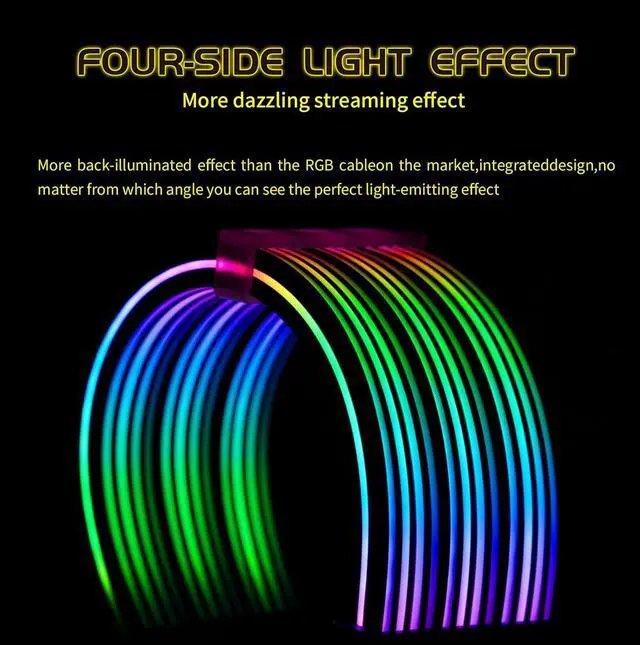 Alt view image 3 of 7 - Sirlyr RGB Cable 24 Pin RGB Power Supply Cable Extensions - 5V 3 Pin Addressable ARGB Power Supply for PC Black Motherboard Black Style
