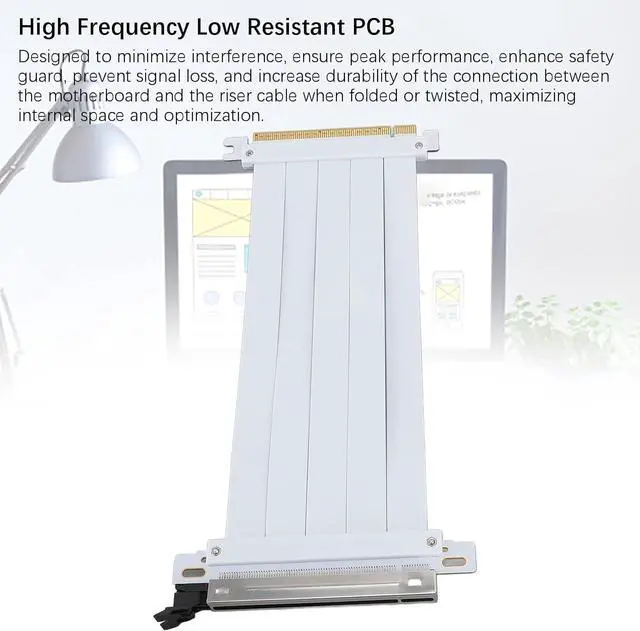 Alt view image 5 of 7 - PCIE 5.0 Riser Cable, GPU PCIE 5.0 Extension Cable, 128Gbps High Speed Flexible PCIE 5.0 X16 Riser Cable Compatible with 4.0 3.0 2.0 1.0 (40cm)