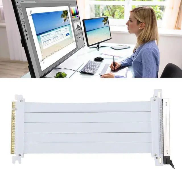 Alt view image 6 of 7 - PCIE 5.0 Riser Cable, GPU PCIE 5.0 Extension Cable, 128Gbps High Speed Flexible PCIE 5.0 X16 Riser Cable Compatible with 4.0 3.0 2.0 1.0 (40cm)