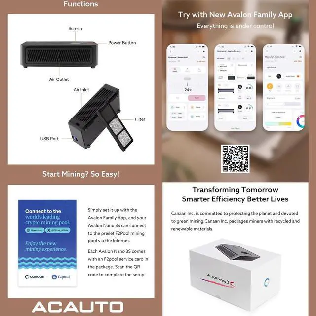 Alt view image 4 of 5 - New Canaan Avalon Nano 3S BTC Miner - 6 TH/s 140W Bitcoin ASIC Miner - Quiet with Canaan Original Power Supply - Supports Solo Mining & Stake Pool for Office and Home Use(Black)