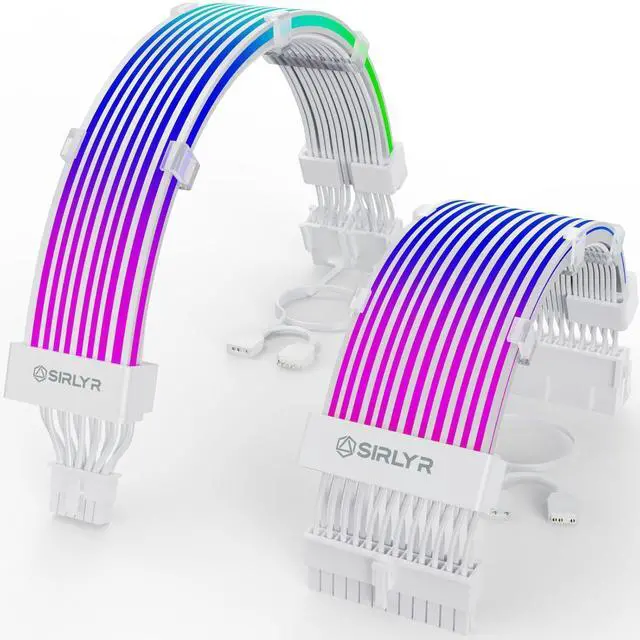 Main image of Sirlyr RGB 12VHPWR Cable Set,ARGB PSU Extension of Soft LED Strip Include 24Pin ATX,16 Pin to 2×8 Pin GPU Power Supply Cables for RTX 5090 5080 4080 PC Custom