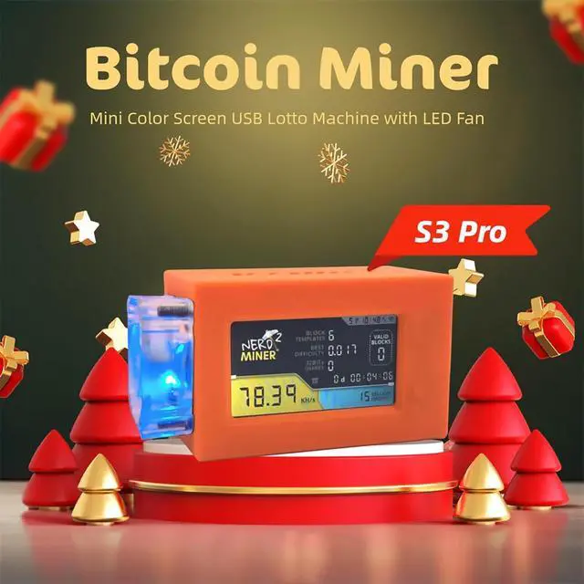 Alt view image 2 of 7 - Bitcoins Miner Solo Miner S3 Pro 2.4G WiFi USB Lottery Miner Device with Mini Display Asic Miner Crypto Miner LED Fan