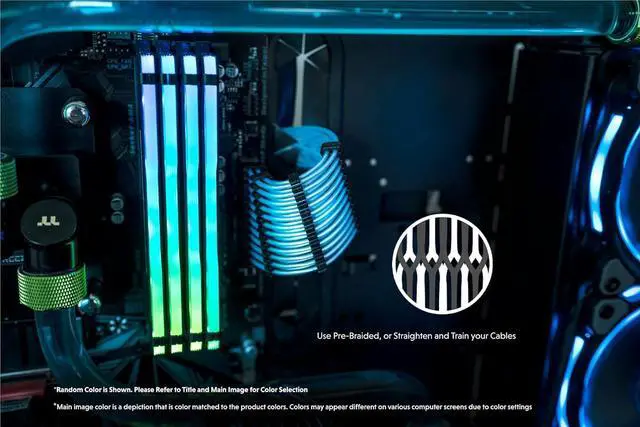 Alt view image 4 of 7 - LINKUP - 30cm PSU Cable Extension 18AWG Oxygen Free Copper (OFC) Teflon Jacket Custom Mod GPU PC w/Comb Kit | 1 x 24 P (20+4) | 2 x 8 P (4+4) CPU | 2 x 8 P (6+2) GPU Set | 300mm - Blue