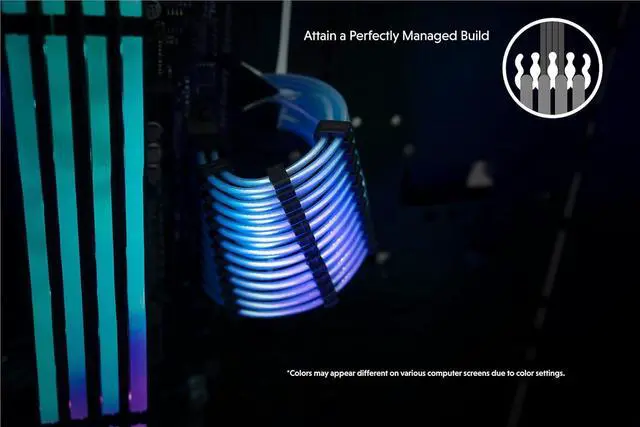 Alt view image 6 of 7 - LINKUP - 30cm PSU Cable Extension 18AWG Oxygen Free Copper (OFC) Teflon Jacket Custom Mod GPU PC w/Comb Kit | 1 x 24 P (20+4) | 2 x 8 P (4+4) CPU | 2 x 8 P (6+2) GPU Set | 300mm - Blue