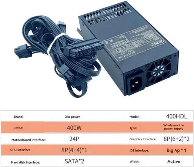 Alt view image 2 of 6 - cogae 400W PSU ATX Full Modular Power Supply Flex Module Power Supply Low Noise for Small 1U (Flex ITX) Computer Chassis