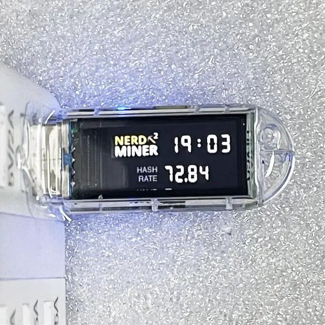 Main image of Nerd Miner 74Kh/s USB Miner Thumb Bitcoin Miner Solo Lottery Miner Mini Display Latest Firmware Open Source Hardware Bitcoin USB Nerd Miner