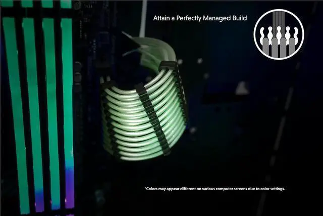 Alt view image 6 of 7 - LINKUP - 30cm PSU Cable Extension 18AWG Oxygen Free Copper (OFC) Teflon Jacket Custom Mod GPU PC w/Comb Kit | 1 x 24 P (20+4) | 1 x 8 P (4+4) CPU | 2 x 8 P (6+2) GPU Set | 300mm - Green