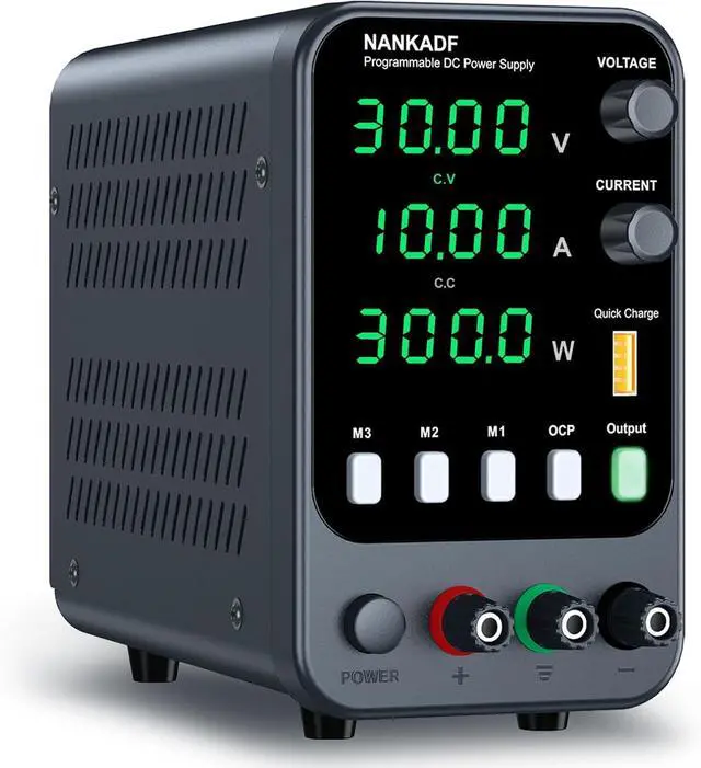 Main image of DC Power Supply, 30V 10A Bench Power Supply with Memory Storage & RecallVariable Power Suppy with Encoder Adjustment Knob, 5V/3.6A USB Quick-Charge & OCP Short Circuit Alarm (0-30v 0-10a)