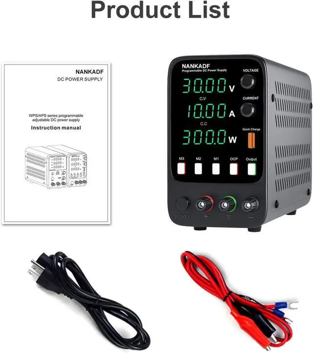 Alt view image 7 of 7 - DC Power Supply, 30V 10A Bench Power Supply with Memory Storage & RecallVariable Power Suppy with Encoder Adjustment Knob, 5V/3.6A USB Quick-Charge & OCP Short Circuit Alarm (0-30v 0-10a)