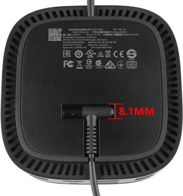 Alt view image 7 of 7 - 19.5V 6.15A 120W AC Charger Compatible with HP USB-C Dock G5 TPN-CA19 Envy 15 17 ZBook Fury 15 17 G7 G8 L64086-001 L64087-001 ZHAN 66 Pro 14 G3 Omen 15-5000 15-5100 15-5200 120W Power Supply
