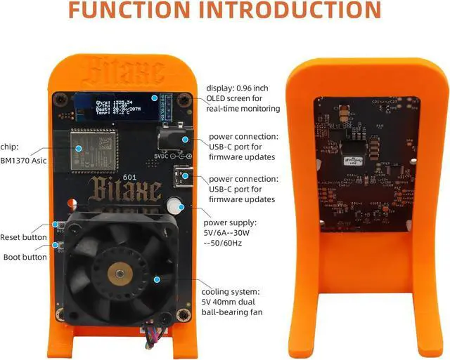 Alt view image 2 of 6 - Bitcoins Miner 601 1.2TH/S BM1370 15W SHA256 BTC BCH BSV DGB Lucky Miner Solo ASIC Mining Silent Miner Machine Lottery Miner