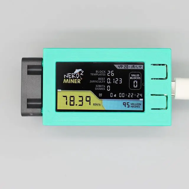 Alt view image 4 of 6 - Nerdminer V2 Pro 78KH/s Hash Rate Open Source Bitcoin Solo Miner Lottery Miner with Cooling Fan Orange Case