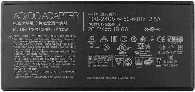 Alt view image 3 of 3 - 20V 10A 200W Laptop Charger for Asus ROG Zephyrus G16 (2025) GU605 GU605CM GA605 GA605KP GA605KM GA605WV GA605WI GU605 GU605CP G16 (2024) GU605MV GU605MU GU605MI Rectangle Conn