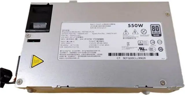 Alt view image 3 of 6 - PSU HSTNS-PL53 for DL160 DL180 G9 Gen9 550W Power Supply 748949-001 766879-001 765423-201