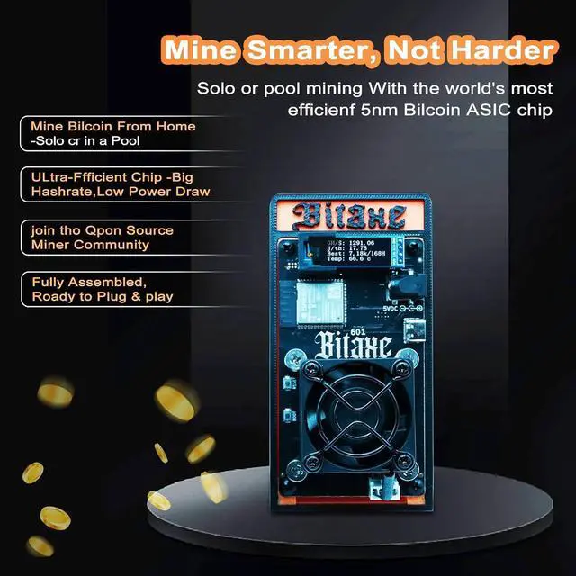 Alt view image 2 of 7 - BeLuckyMan Upgrade Bitaxe Gamma 601 Solo Miner 1.2TH/S Hashrate BM1370 ASIC Chip Bitcoins Miner BTC Lottery Cryptocurrency Open-Source Mining Machine (Black)