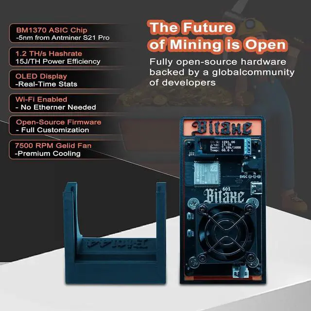Alt view image 4 of 7 - BeLuckyMan Upgrade Bitaxe Gamma 601 Solo Miner 1.2TH/S Hashrate BM1370 ASIC Chip Bitcoins Miner BTC Lottery Cryptocurrency Open-Source Mining Machine (Black)
