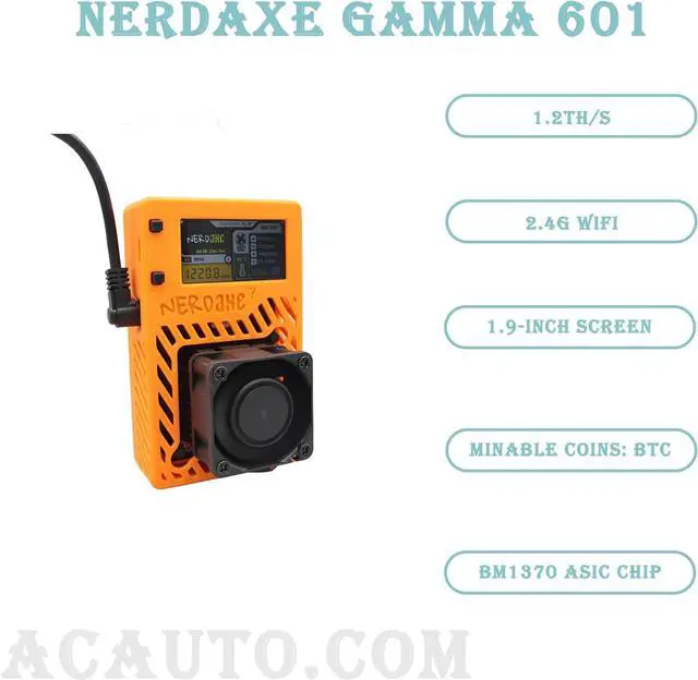 Alt view image 7 of 7 - New Bitaxe Gamma 601 1.2TH/s with 1.9-inch Screen BM1370 Asic chip, 2.4G WiFi/Hotspot BTC Solo Miner, Crypto Mining Machine Home BTC Mining Machine with Power Supply (Orange)