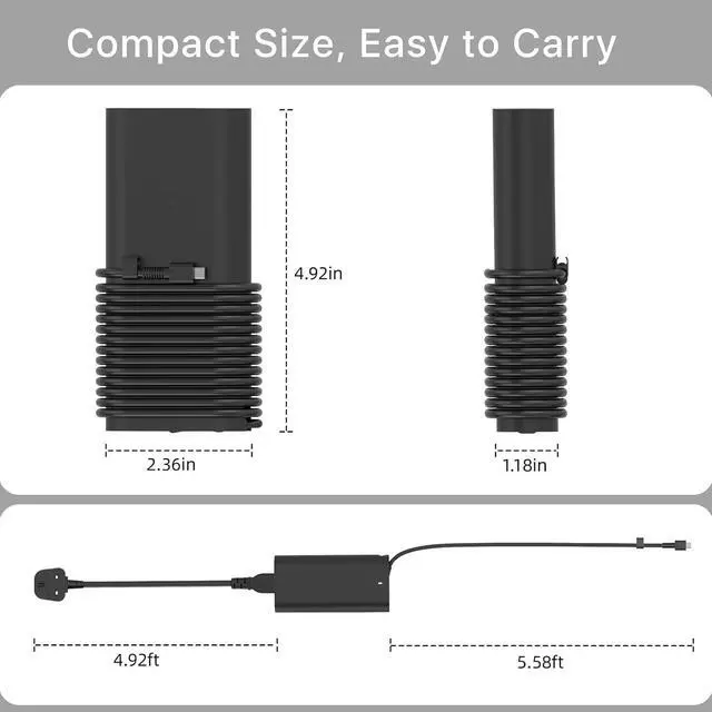Alt view image 5 of 7 - 100W Laptop Charger Compatible for Dell XPS 14 9440 XPS 13 9365 9360 9370 Precision 5680 3580 3581 Latitude 5340 7640 7340 5440 5540 5420 Inspiron 14 16 5445 Plus 7430 7440 2in1