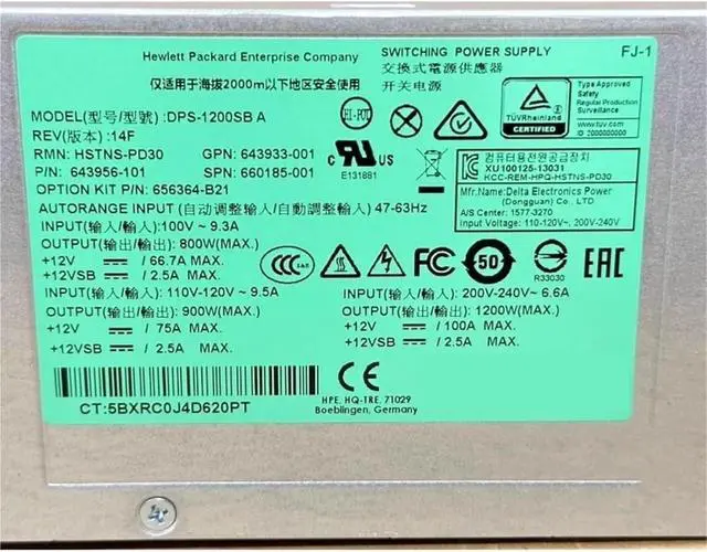 Alt view image 2 of 6 - for DL580 G8 Gen8 1200W Server Power Supply HSTNS-PL30 643933-001 660185-001 643956-201 656364-B21