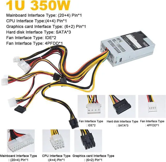 Alt view image 7 of 7 - High Efficiency 350W Small ITX Power Supply Featuring Industrial Cooling Fan for Space Saving Solution