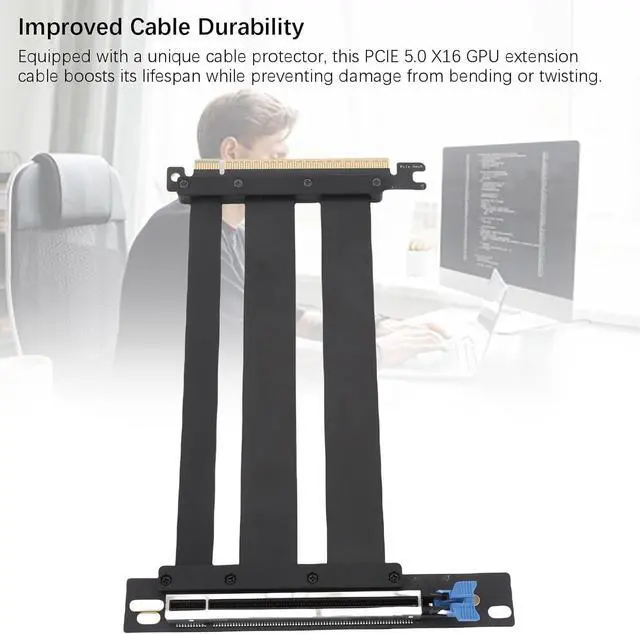 Alt view image 3 of 7 - PCIe 5.0 X16 Riser Cable, 128Gbps GPU Extension Cable for RTX 4090 Ti, with Shielded Slots for Vertical Installations, Fit PC Case Server ITX Builds (20cm)