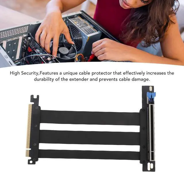 Alt view image 4 of 7 - PCIe 5.0 X16 Riser Cable, 128Gbps GPU Extension Cable for RTX 4090 Ti, with Shielded Slots for Vertical Installations, Fit PC Case Server ITX Builds (20cm)