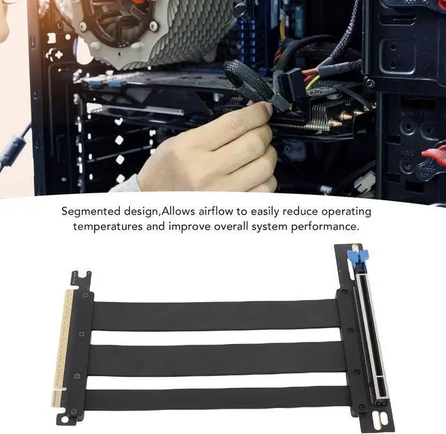Alt view image 5 of 7 - PCIe 5.0 X16 Riser Cable, 128Gbps GPU Extension Cable for RTX 4090 Ti, with Shielded Slots for Vertical Installations, Fit PC Case Server ITX Builds (20cm)