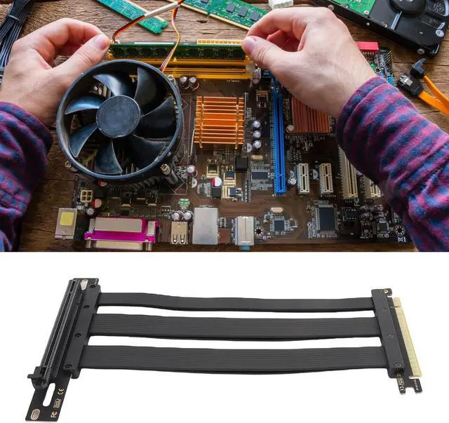 Alt view image 6 of 7 - PCI E 4.0 X16 Extension Cable, GPU Graphics Card Extension Cable 128Gbps 90 Degree Adapter, Compatible with RTX 4090 Ti and 8900 XT, PCIE 3.0, 2.0, and 1.0 (15cm)