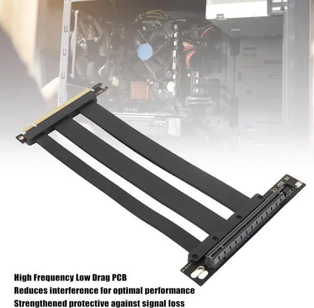 Alt view image 3 of 7 - PCI E 4.0 Riser Cable, 128Gbps High Speed PCIe 4.0 X16 Flexible Extender Card Extension Port 90° Adapter, GPU Graphics Card Extension Cable for RTX 4090 Ti 8900 XT, Black (30cm)