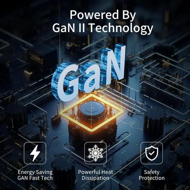 Alt view image 2 of 7 - Compact 240W USB C Charger - GaN 6 Ports with Digital Display Screen for Phones, Tablets, Laptops (Champagne Gold)