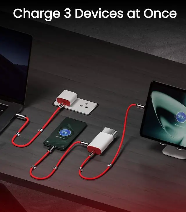 Alt view image 4 of 7 - 3 in 1 Power Bank PD 40W Fast Charging 10000mAh Portable Charger with Red Cable SUPERVOOC 55W 36Wh Battery Pack for iPhone 16/ OnePlus 12/11/Open/Nord Series